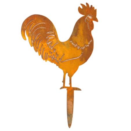 Silhouette de coq en acier Corten