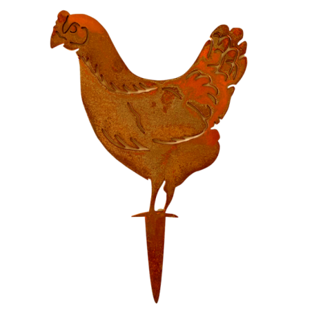 Silhouette de poule en acier Corten