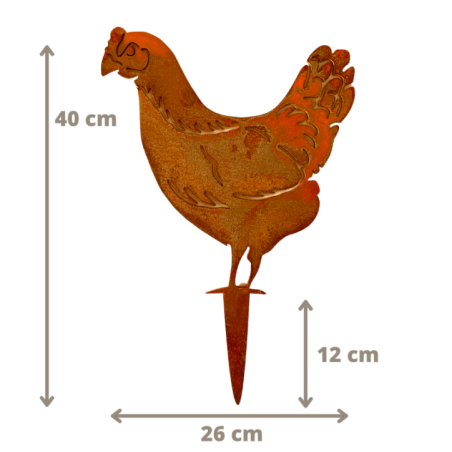Silhouette de POULE à planter - Corten