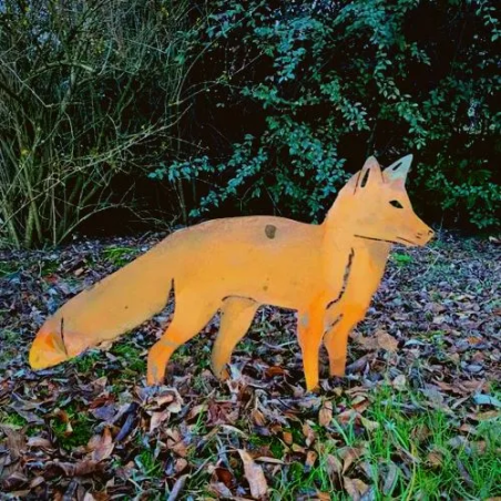 Silhouette de renard en acier Corten