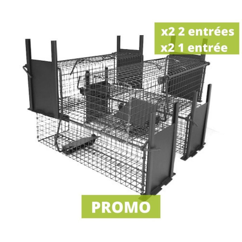 Lot 2+2 cages pièges à rat 2E et 1E